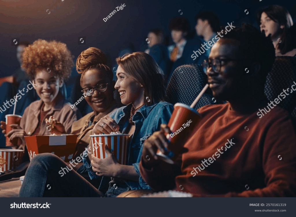 Friends enjoying a movie at Star Cinema Ajman